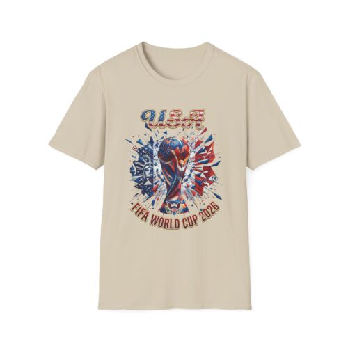 USA Soccer World Cup 2026 T-Shirt | Kinetic Motion Art | Red White Blue Patriotic Futbol Tee | United States Soccer 2026