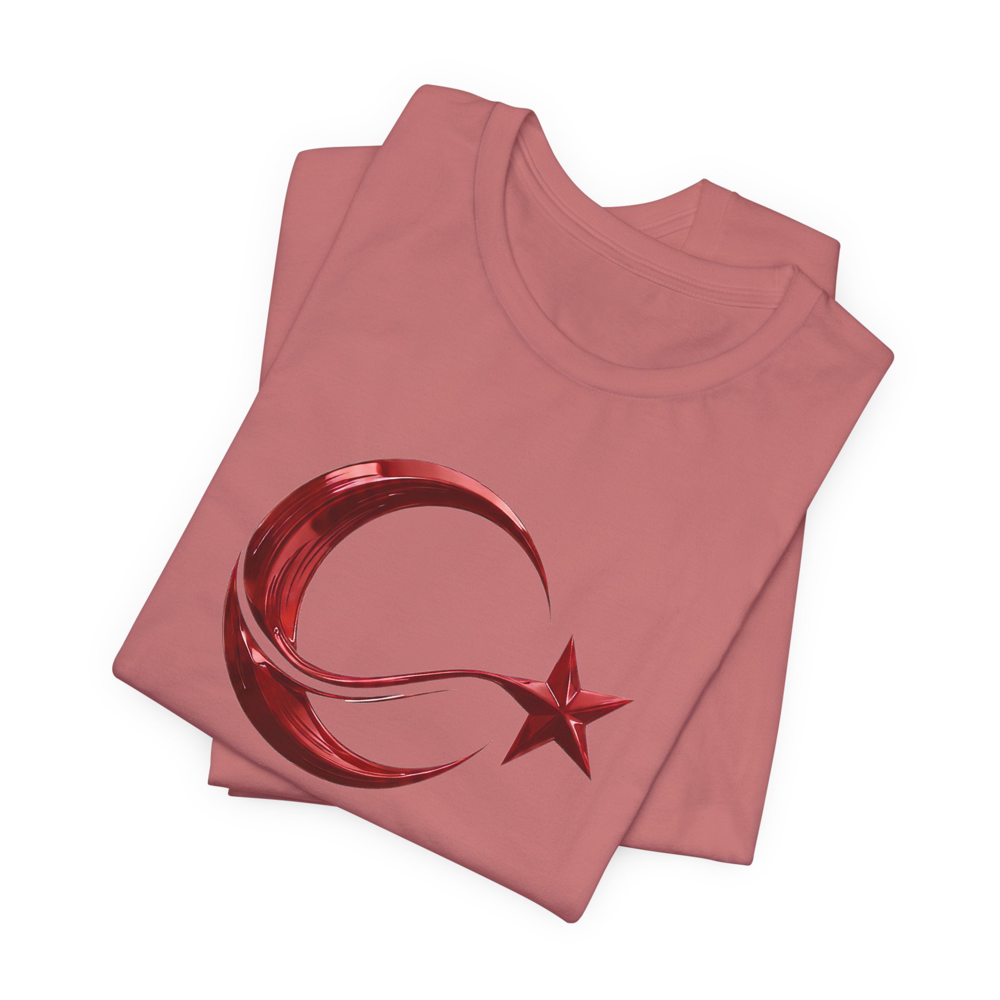 Modern Turkish Flag Red Chrome Emblem T-Shirt - Image 7