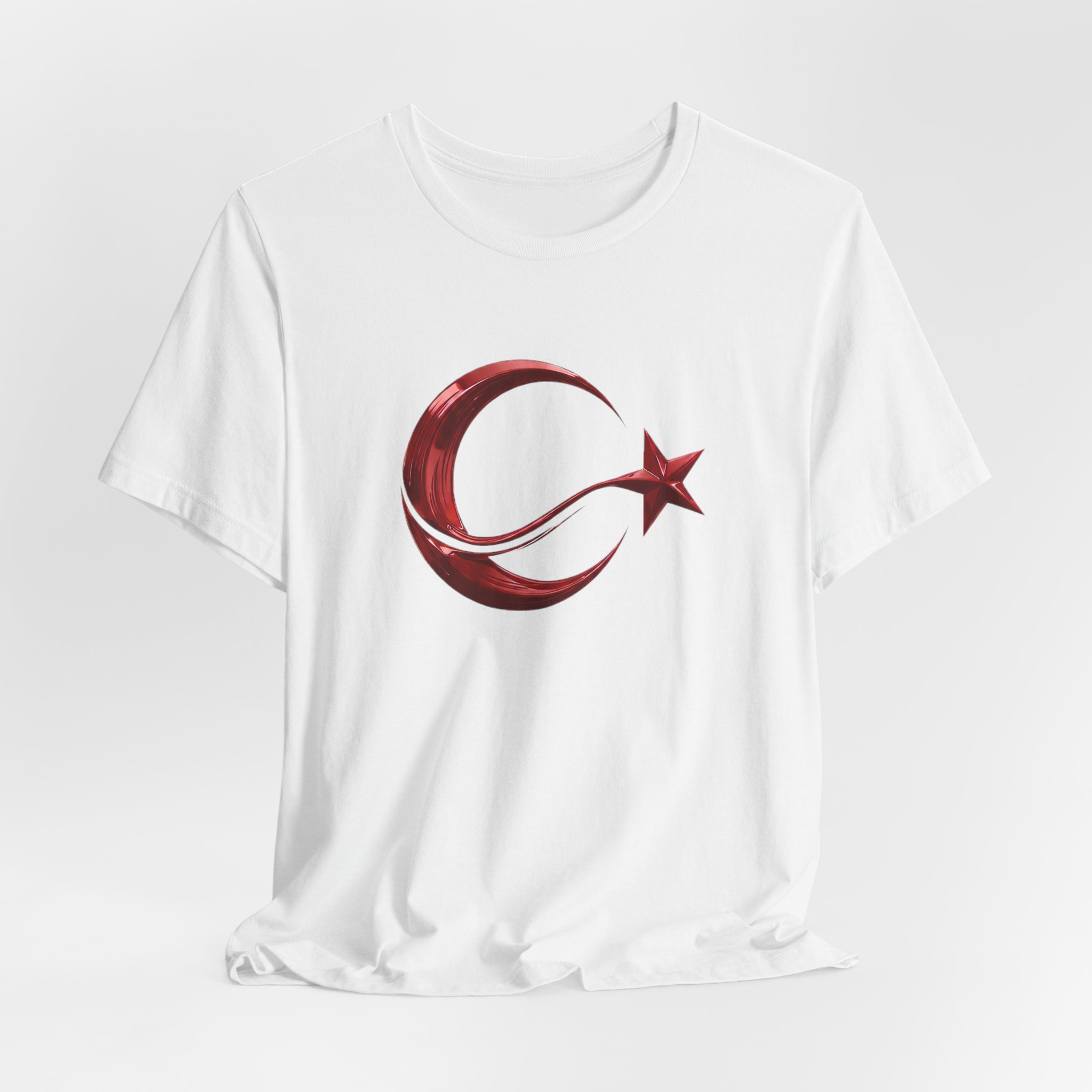 Modern Turkish Flag Red Chrome Emblem T-Shirt - Image 4