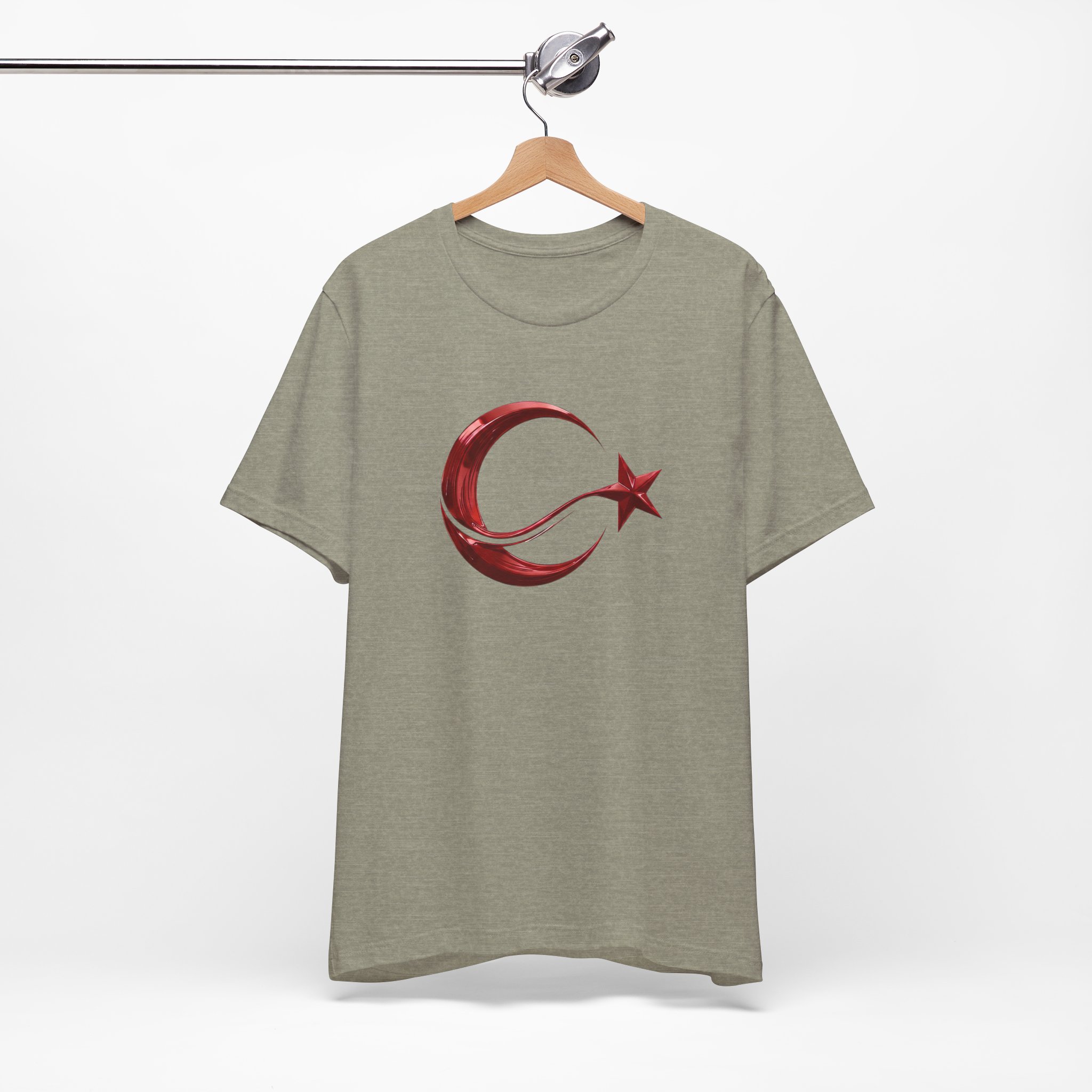 Modern Turkish Flag Red Chrome Emblem T-Shirt - Image 2