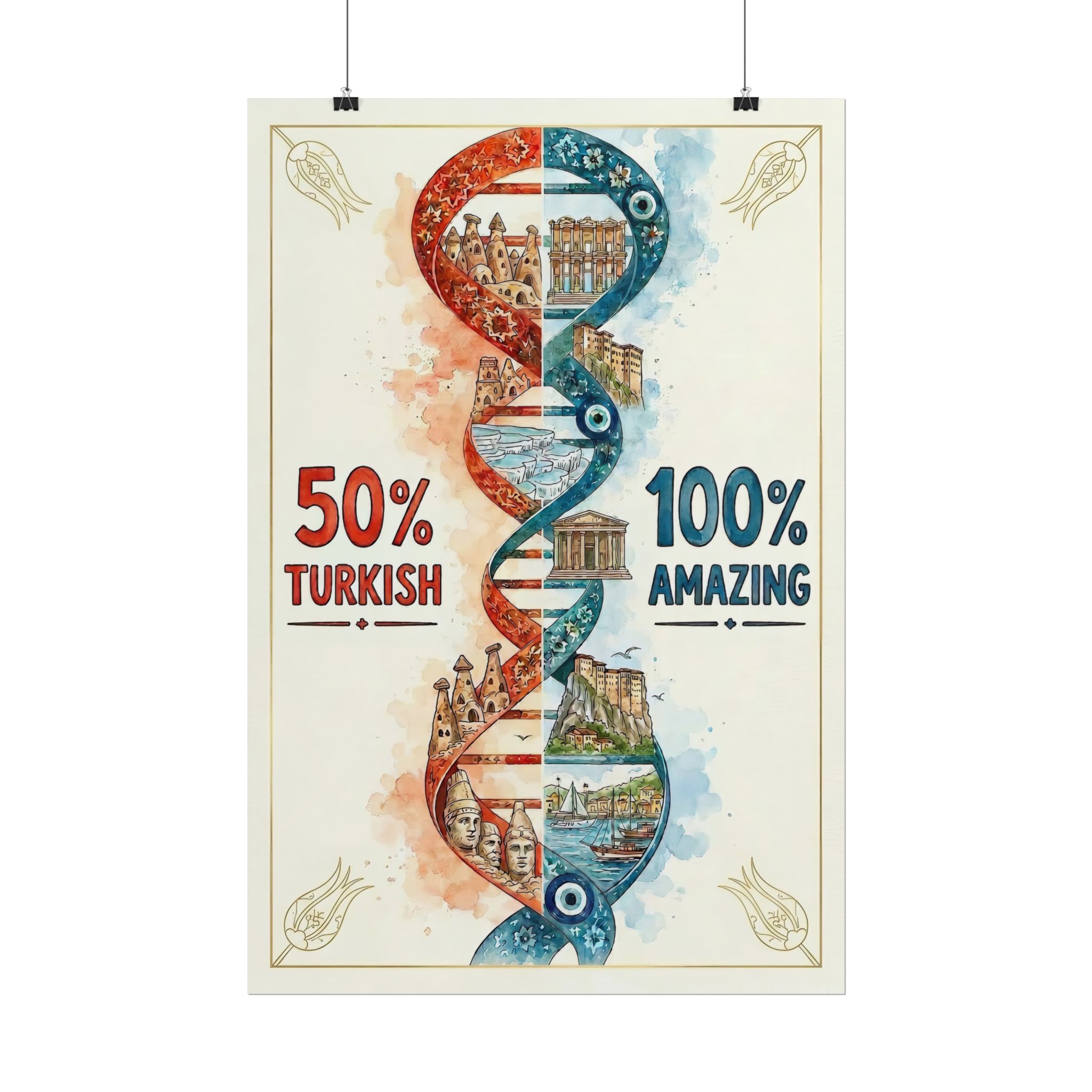 50% Turkish 100% Amazing Poster – Historical Landmarks & DNA Art Print - Image 2
