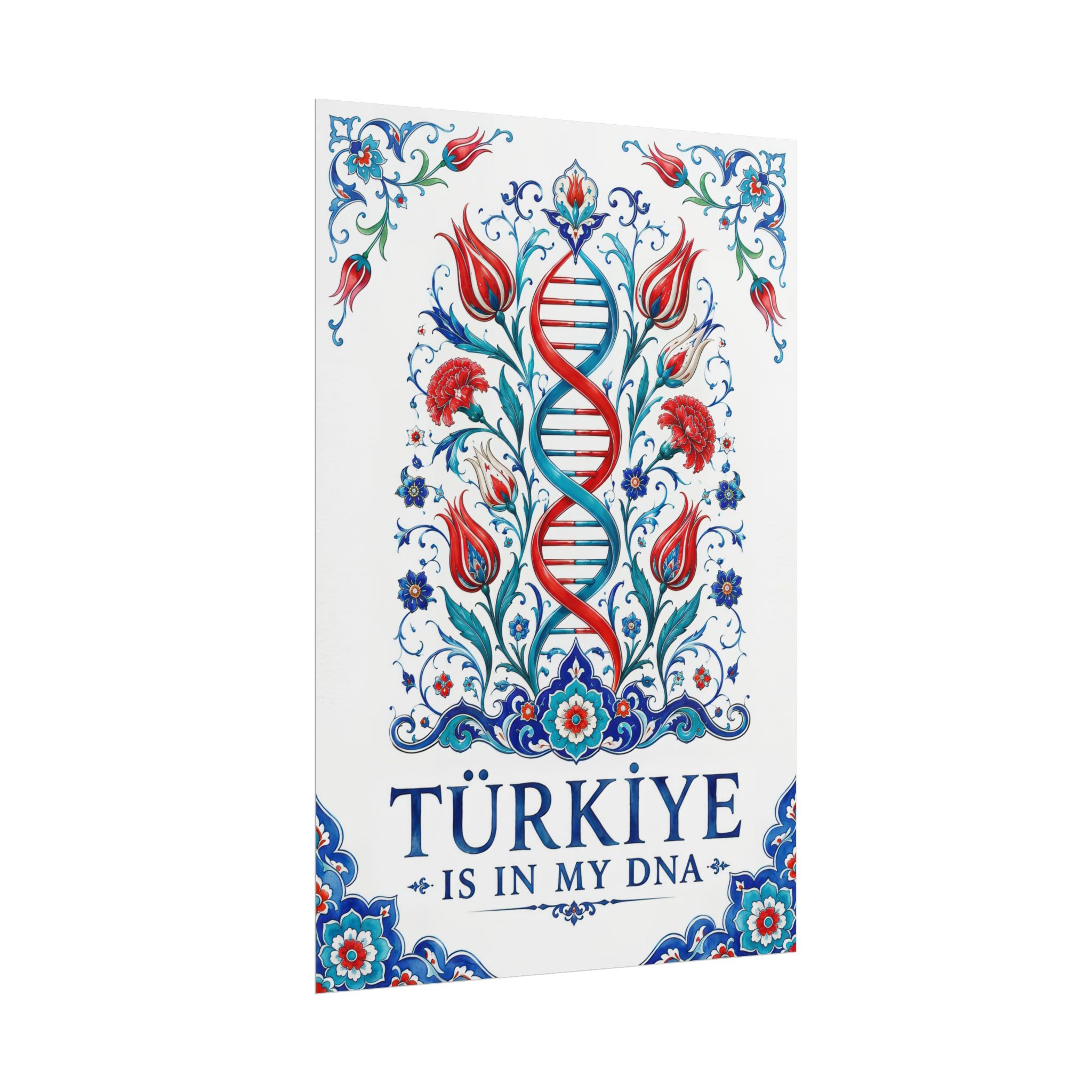 Turkiye Is In My DNA Poster – Ottoman Tulip & DNA Helix Art Print - Image 4