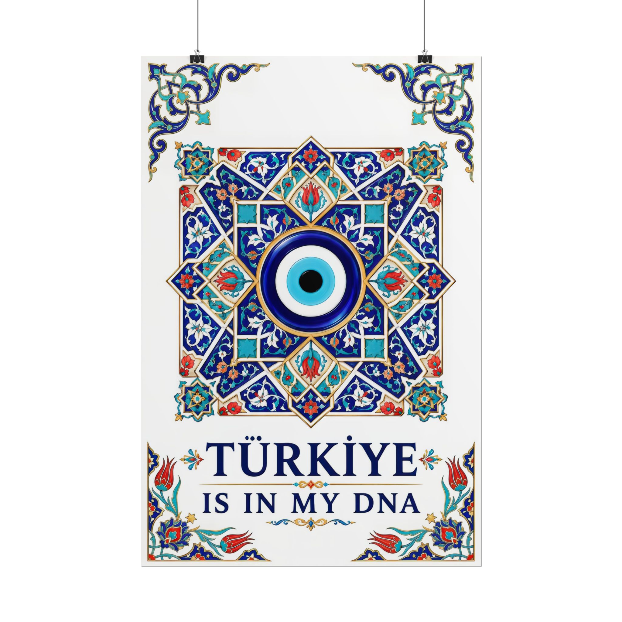 Turkiye Is In My DNA Poster – Evil Eye & Iznik Tile Art Print - Image 2