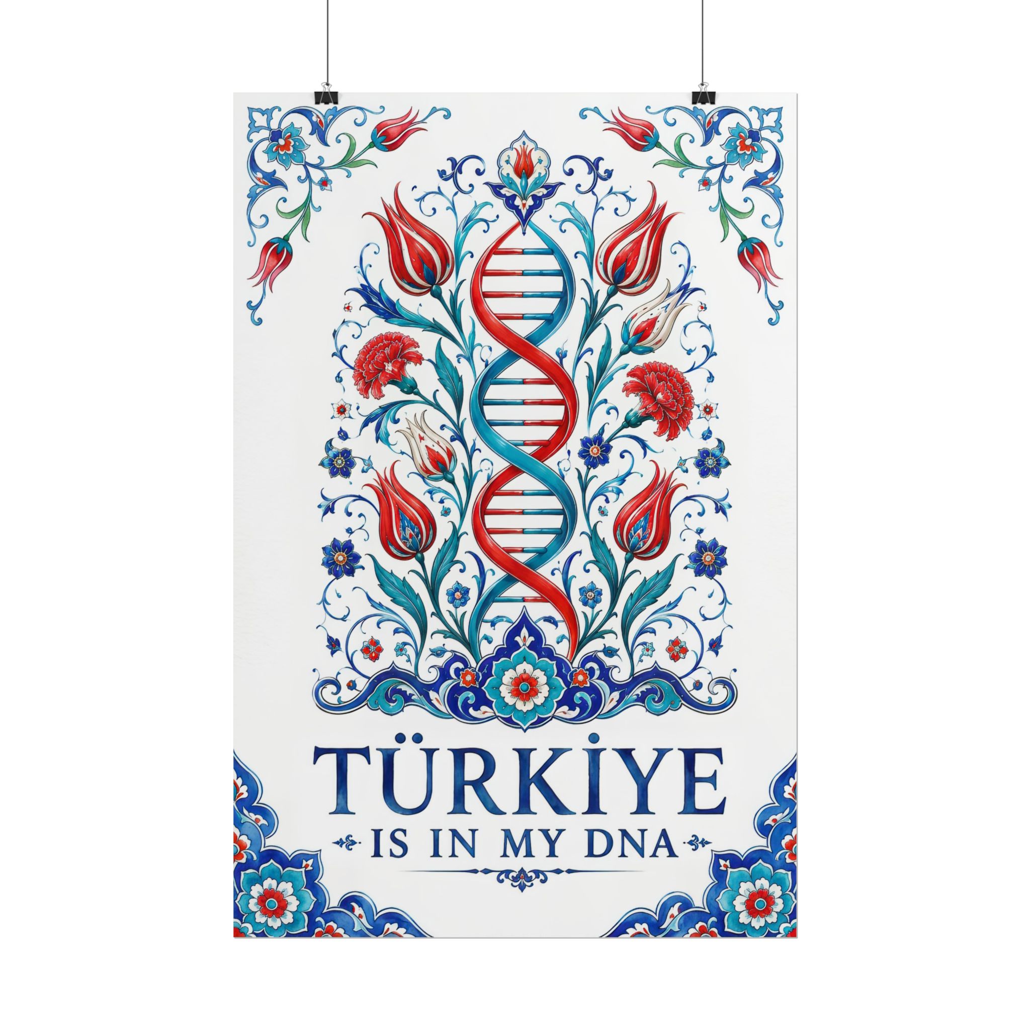 Turkiye Is In My DNA Poster – Ottoman Tulip & DNA Helix Art Print - Image 6